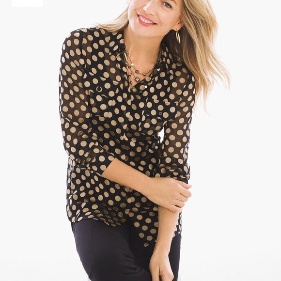 black and gold polka dot blouse